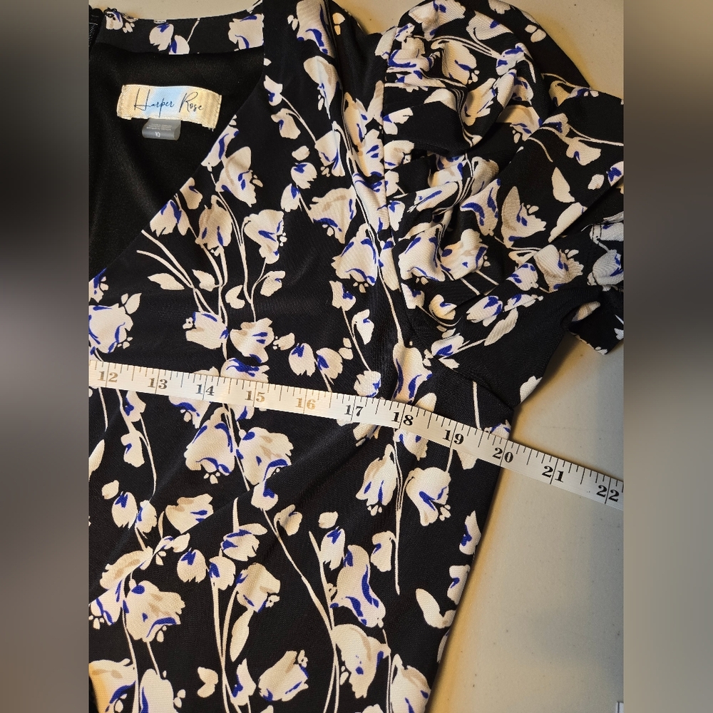 NWT Harper Rose Floral V-Neck Tulip Dress Black and White Size 10 - Picture 10 of 13